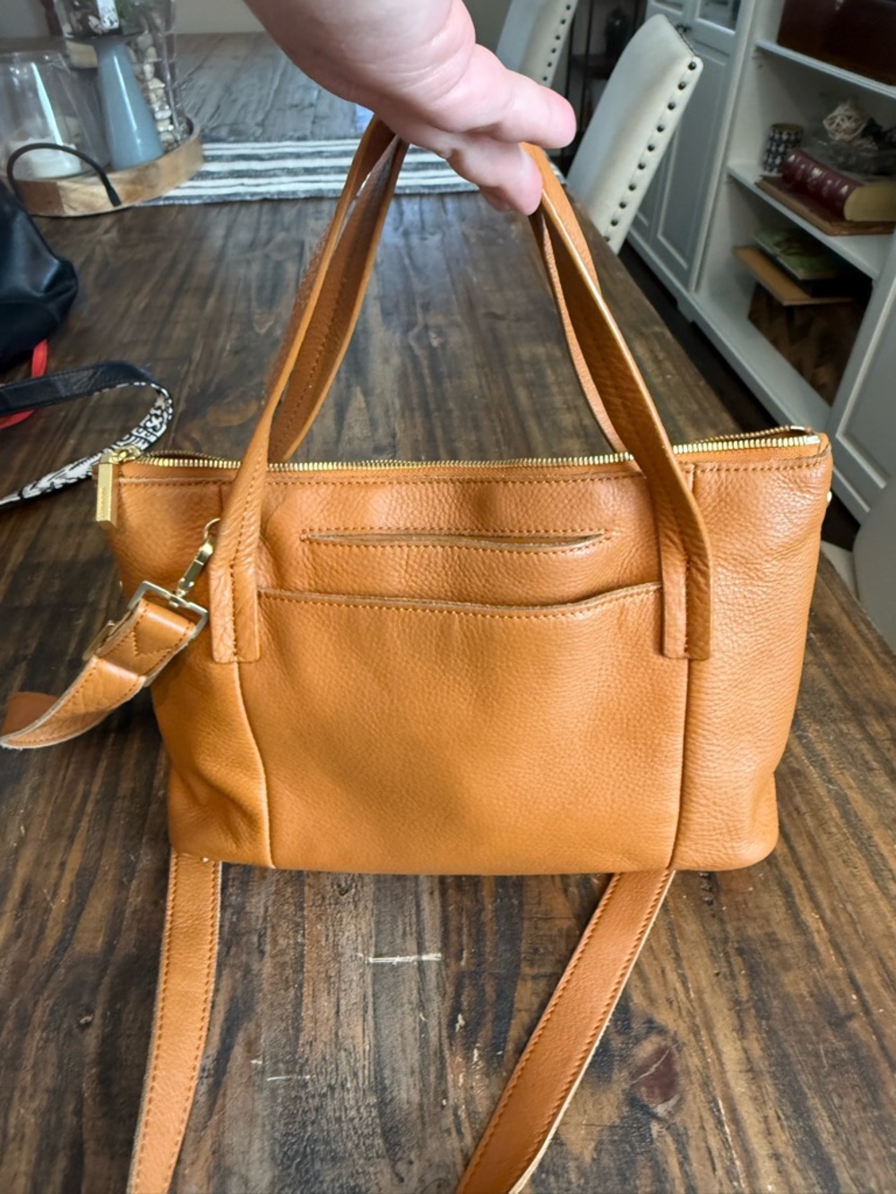 Hammitt Cognac Pebbled Leather Shoulder Bag - Picture 2 of 5
